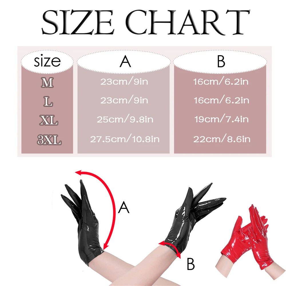Sexy Women Patent Leather Long/Short Gloves PVC Wet Look Ladies Shiny Black Red Party Evening PU Gloves Cosplay Gothic Clubwear