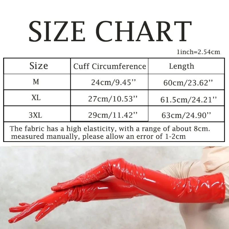 Sexy Women Patent Leather Long/Short Gloves PVC Wet Look Ladies Shiny Black Red Party Evening PU Gloves Cosplay Gothic Clubwear