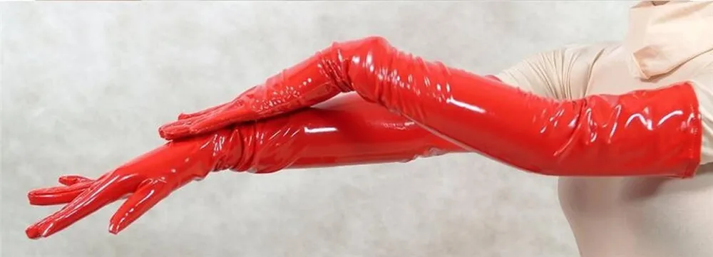 Sexy Women Patent Leather Long/Short Gloves PVC Wet Look Ladies Shiny Black Red Party Evening PU Gloves Cosplay Gothic Clubwear