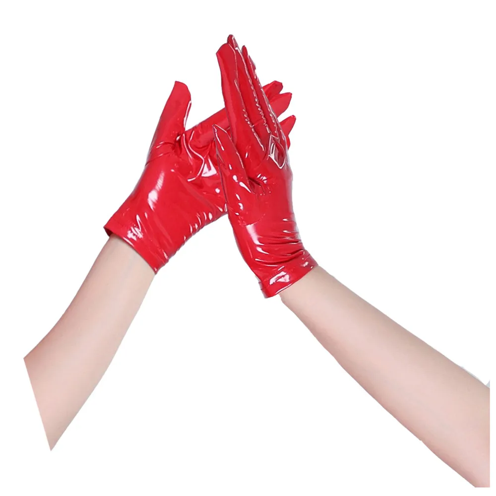 Sexy Women Patent Leather Long/Short Gloves PVC Wet Look Ladies Shiny Black Red Party Evening PU Gloves Cosplay Gothic Clubwear