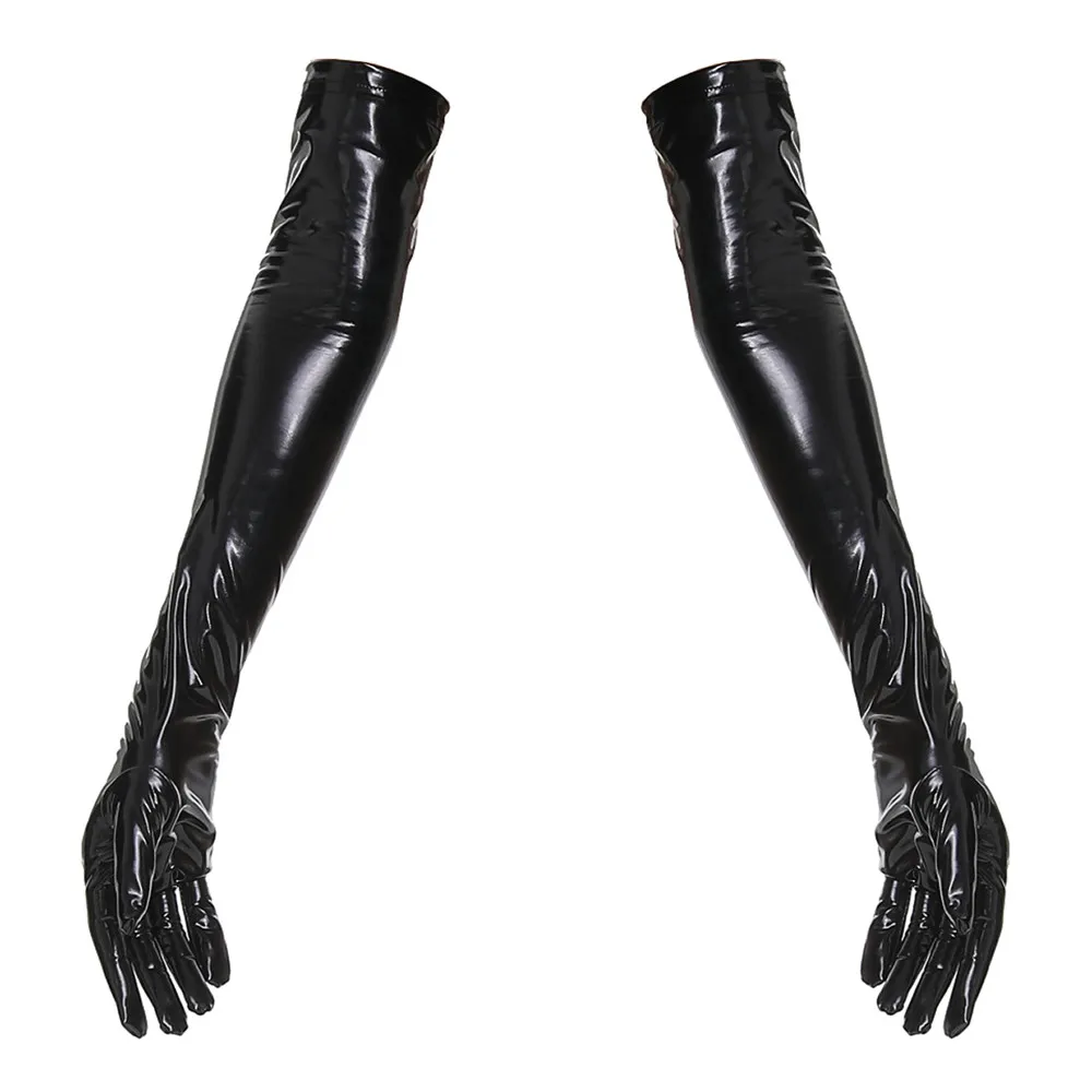 Sexy Women Patent Leather Long/Short Gloves PVC Wet Look Ladies Shiny Black Red Party Evening PU Gloves Cosplay Gothic Clubwear