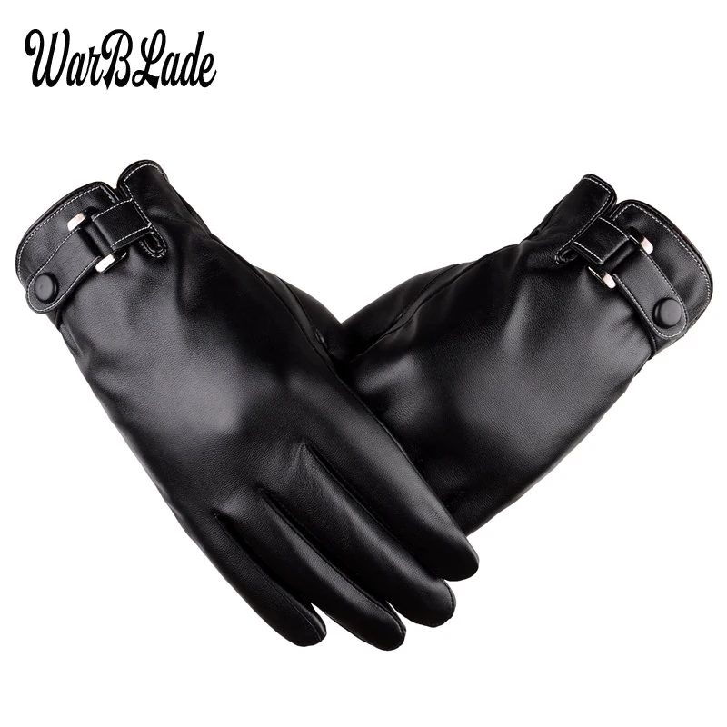New Men's Business Gloves Winter Mittens Keep Warm Touch Screen Windproof Driving Guantes Male Autumn Winter PU Leather Gloves