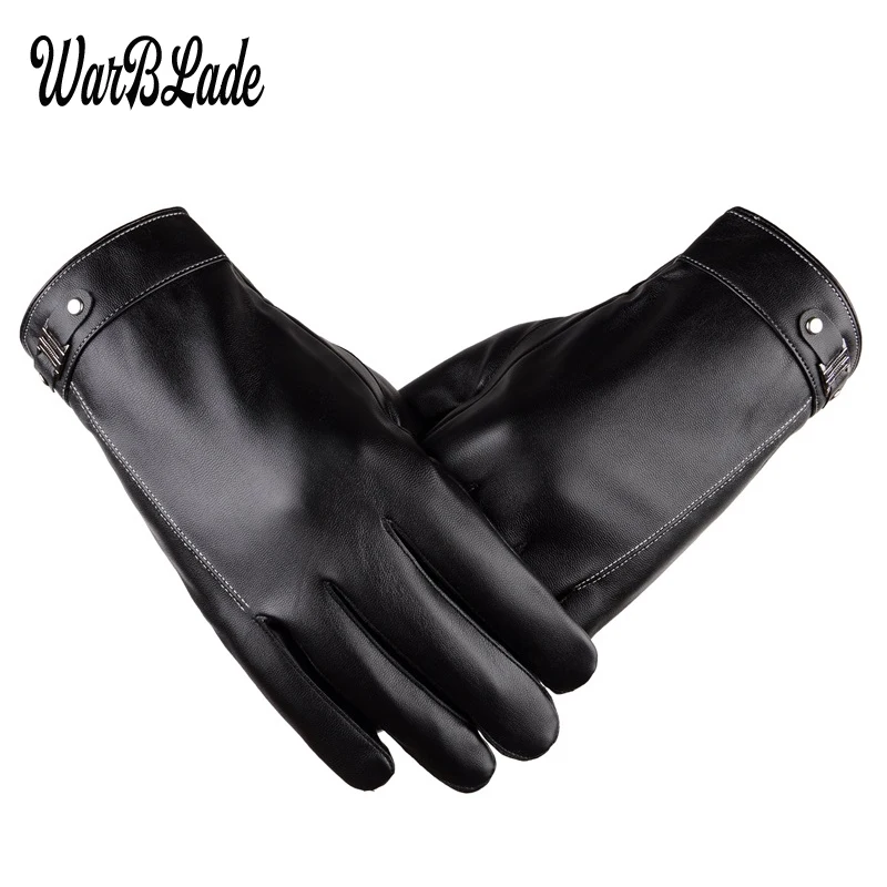 New Men's Business Gloves Winter Mittens Keep Warm Touch Screen Windproof Driving Guantes Male Autumn Winter PU Leather Gloves