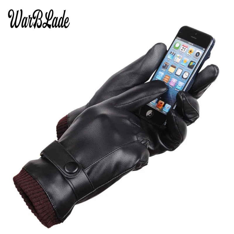New Men's Business Gloves Winter Mittens Keep Warm Touch Screen Windproof Driving Guantes Male Autumn Winter PU Leather Gloves