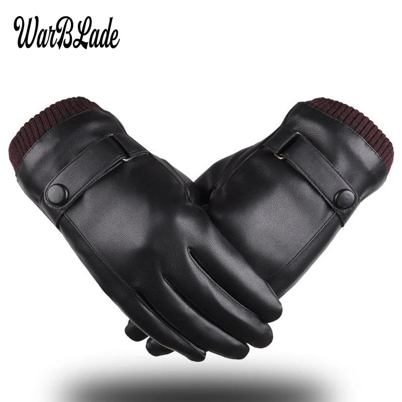 New Men's Business Gloves Winter Mittens Keep Warm Touch Screen Windproof Driving Guantes Male Autumn Winter PU Leather Gloves