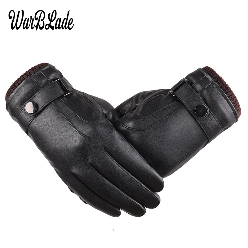 New Men's Business Gloves Winter Mittens Keep Warm Touch Screen Windproof Driving Guantes Male Autumn Winter PU Leather Gloves