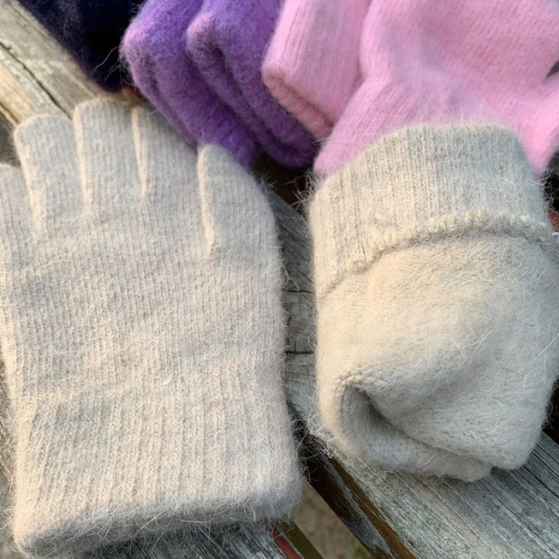Winter Keep Warm Solid Five Finger Gloves Women Cashmere Outdoor Thick Cycling Driving Fashion Knitted Woolen Gloves