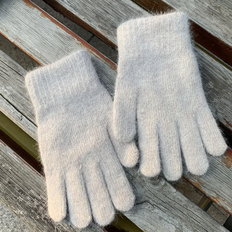 Winter Keep Warm Solid Five Finger Gloves Women Cashmere Outdoor Thick Cycling Driving Fashion Knitted Woolen Gloves