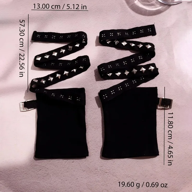 Charm Abstract Exaggerated Punk Style Motorcycle Metal Rivet Black Gloves for Both Men and Women Fabric Finger Sleeves Jewelry