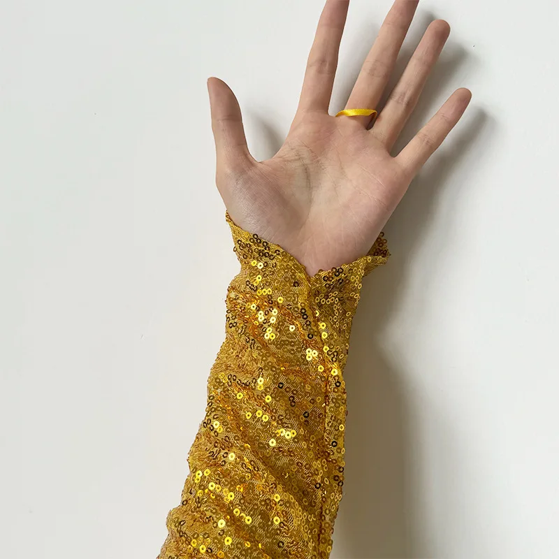 50cm Women Hook Finger Long Fingerless Gloves Retro Style Fashionable Personality Stage Performance Concert