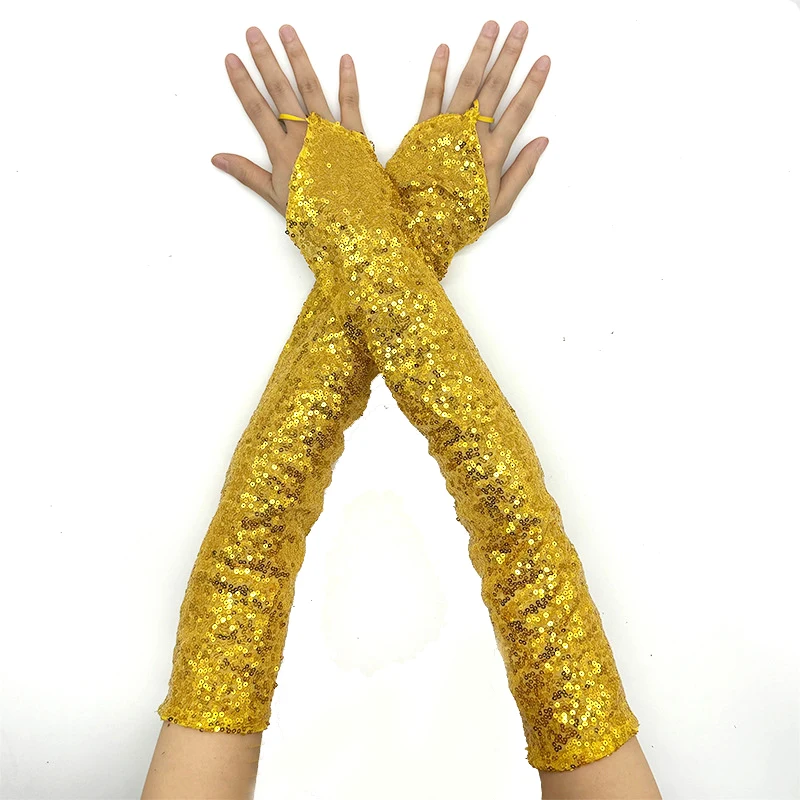 50cm Women Hook Finger Long Fingerless Gloves Retro Style Fashionable Personality Stage Performance Concert