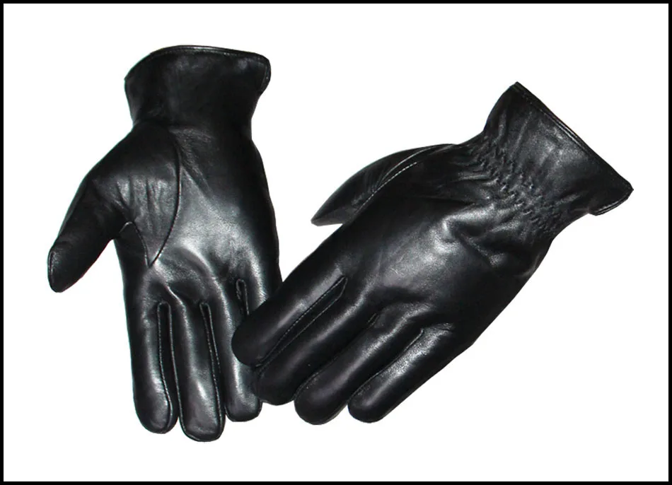 Deerskin Pattern Male Leather Gloves Sheepskin-fur in one Gloves Female Goatskin Sheep Fur Wool Gloves Winter Thickening Warm
