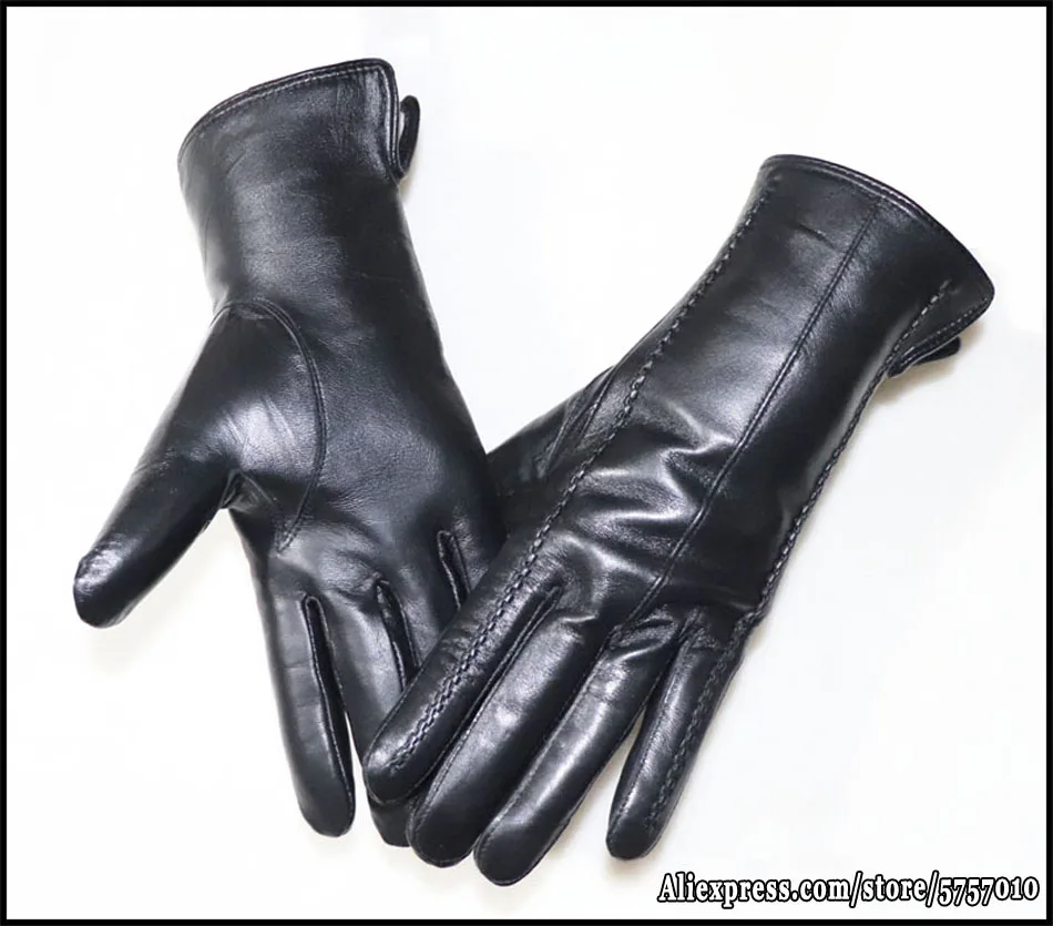 Deerskin Pattern Male Leather Gloves Sheepskin-fur in one  Gloves Female Goatskin  Sheep Fur Wool Gloves Winter  Thickening Warm