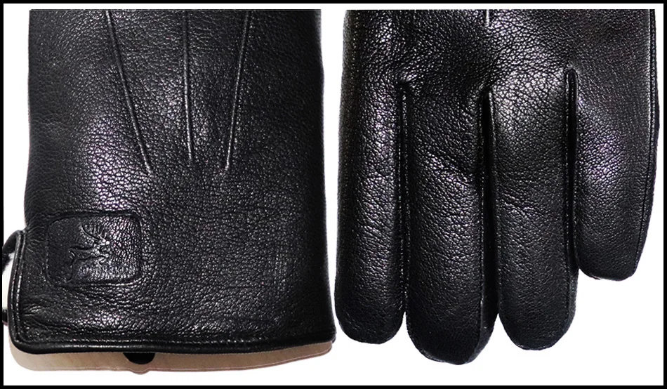 Deerskin Pattern Male Leather Gloves Sheepskin-fur in one Gloves Female Goatskin Sheep Fur Wool Gloves Winter Thickening Warm