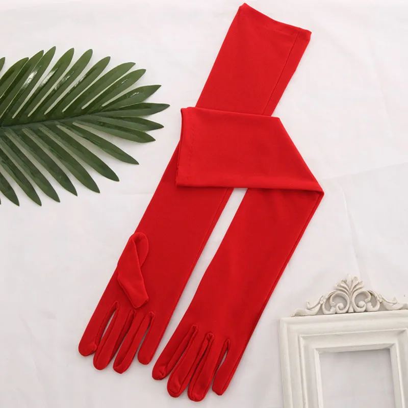 Classic Retro Adult Milk Silk High Stretch Long Gloves Multicolor Elbow Women Cosplay Party Prom Costume Stage Performance
