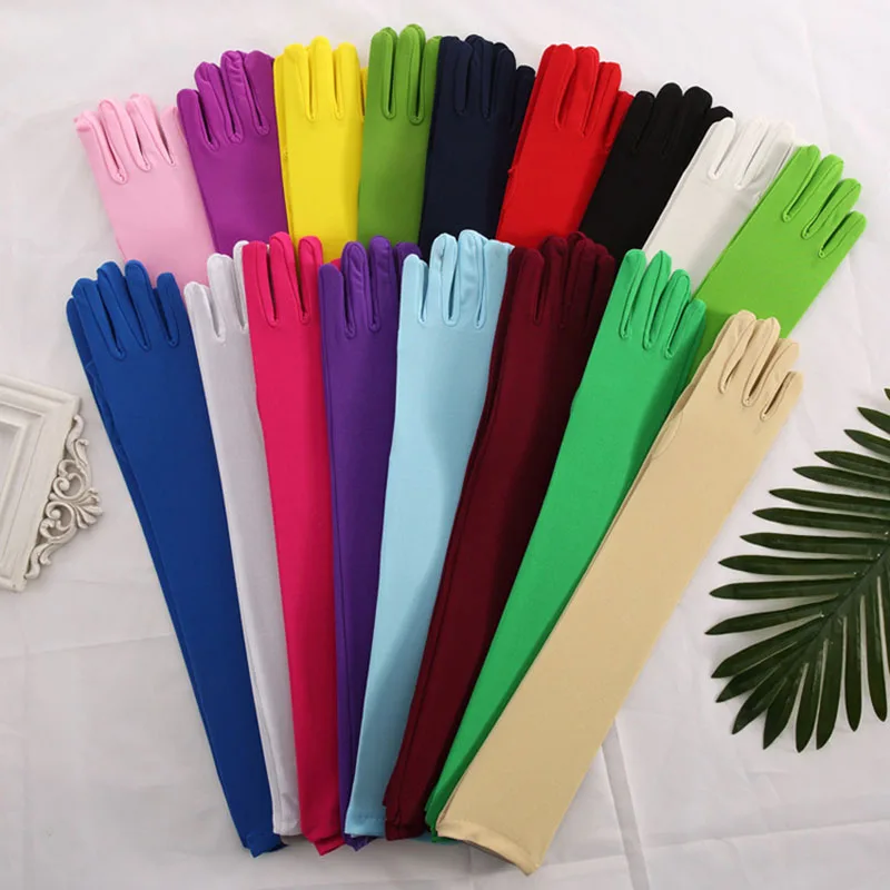 Classic Retro Adult Milk Silk High Stretch Long Gloves Multicolor Elbow Women Cosplay Party Prom Costume Stage Performance