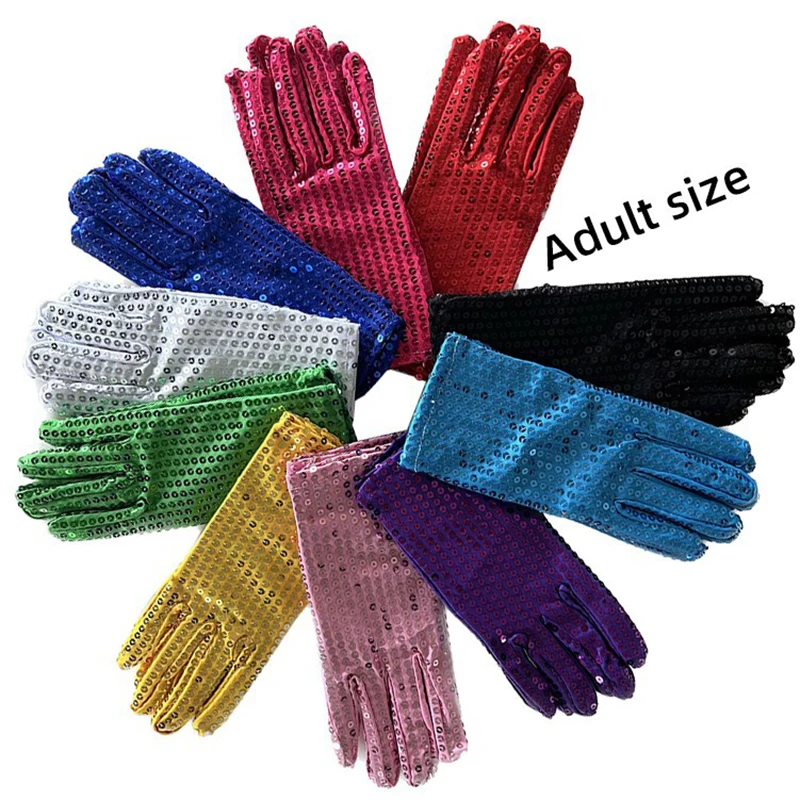 Adult Shining Sequins Gloves Woman Sexy Party Music Festival Punk Gothic Fashion Costume Halloween Cosplay Stage Performance