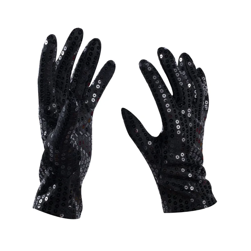 Adult Shining Sequins Gloves Woman Sexy Party Music Festival Punk Gothic Fashion Costume Halloween Cosplay Stage Performance