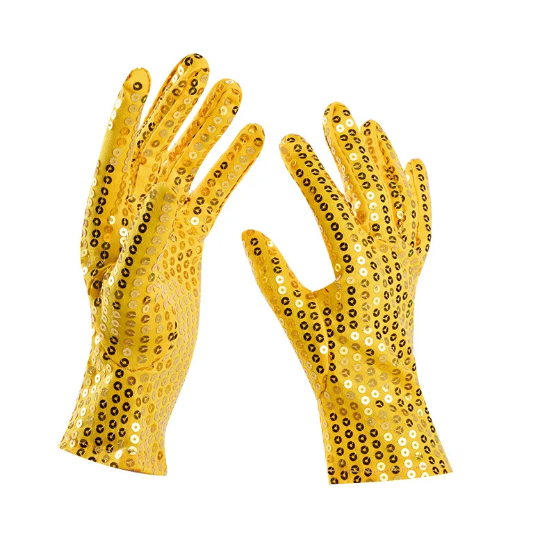 Adult Shining Sequins Gloves Woman Sexy Party Music Festival Punk Gothic Fashion Costume Halloween Cosplay Stage Performance