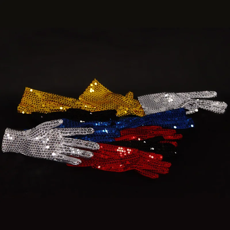 Adult Shining Sequins Gloves Woman Sexy Party Music Festival Punk Gothic Fashion Costume Halloween Cosplay Stage Performance