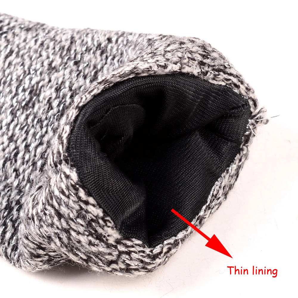 40 cm Long Gloves For Women Stylish ACC Genuine Leather Knitted Patchwork Luvas Mujer Winter Arm Warmers Sleeves Mitaine Gemme