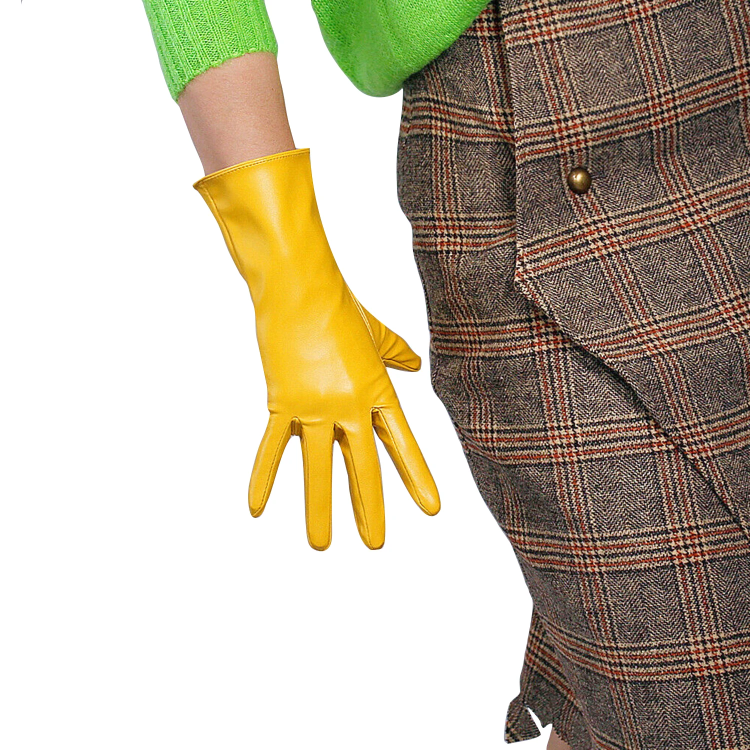 Faux Leather Orange GLOVES Short Wrist Women's Cosplay Halloween Glove For Ladies Costume Evening Party Winter Driving Glove