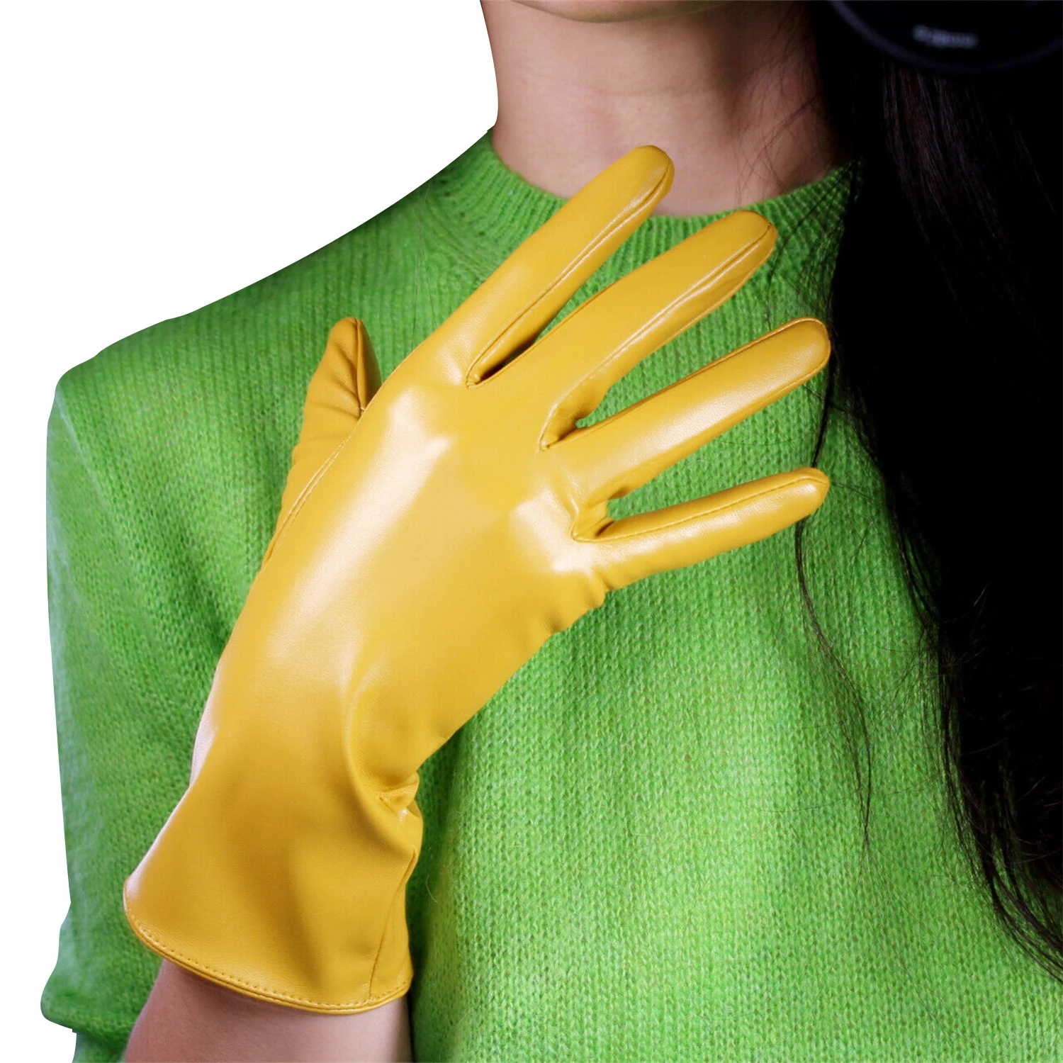 Faux Leather Orange GLOVES Short Wrist Women's Cosplay Halloween Glove For Ladies Costume Evening Party Winter Driving Glove