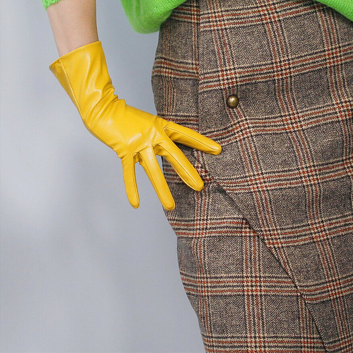 Faux Leather Orange GLOVES Short Wrist Women's Cosplay Halloween Glove For Ladies Costume Evening Party Winter Driving Glove