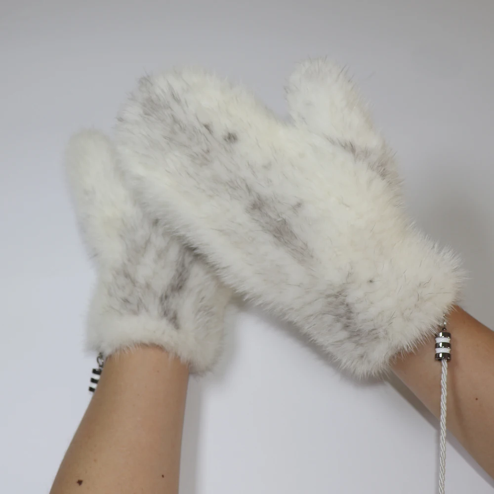 Winter Real Mink Fur Gloves Women Soft Warm 100%Natural Mink Fur Gloves Lady Good Elastic Genuine Fur Gloves Knitted Fur Glove