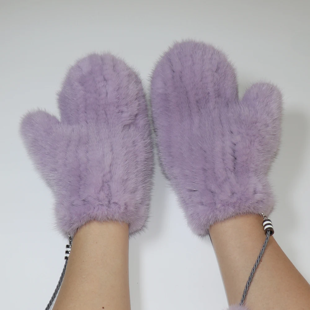 Winter Real Mink Fur Gloves Women Soft Warm 100%Natural Mink Fur Gloves Lady Good Elastic Genuine Fur Gloves Knitted Fur Glove