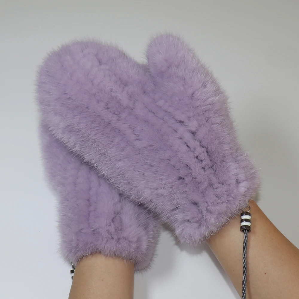 Winter Real Mink Fur Gloves Women Soft Warm 100%Natural Mink Fur Gloves Lady Good Elastic Genuine Fur Gloves Knitted Fur Glove