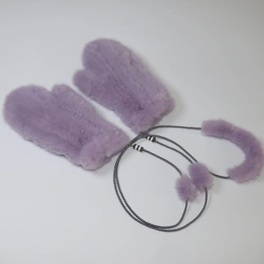 Winter Real Mink Fur Gloves Women Soft Warm 100%Natural Mink Fur Gloves Lady Good Elastic Genuine Fur Gloves Knitted Fur Glove