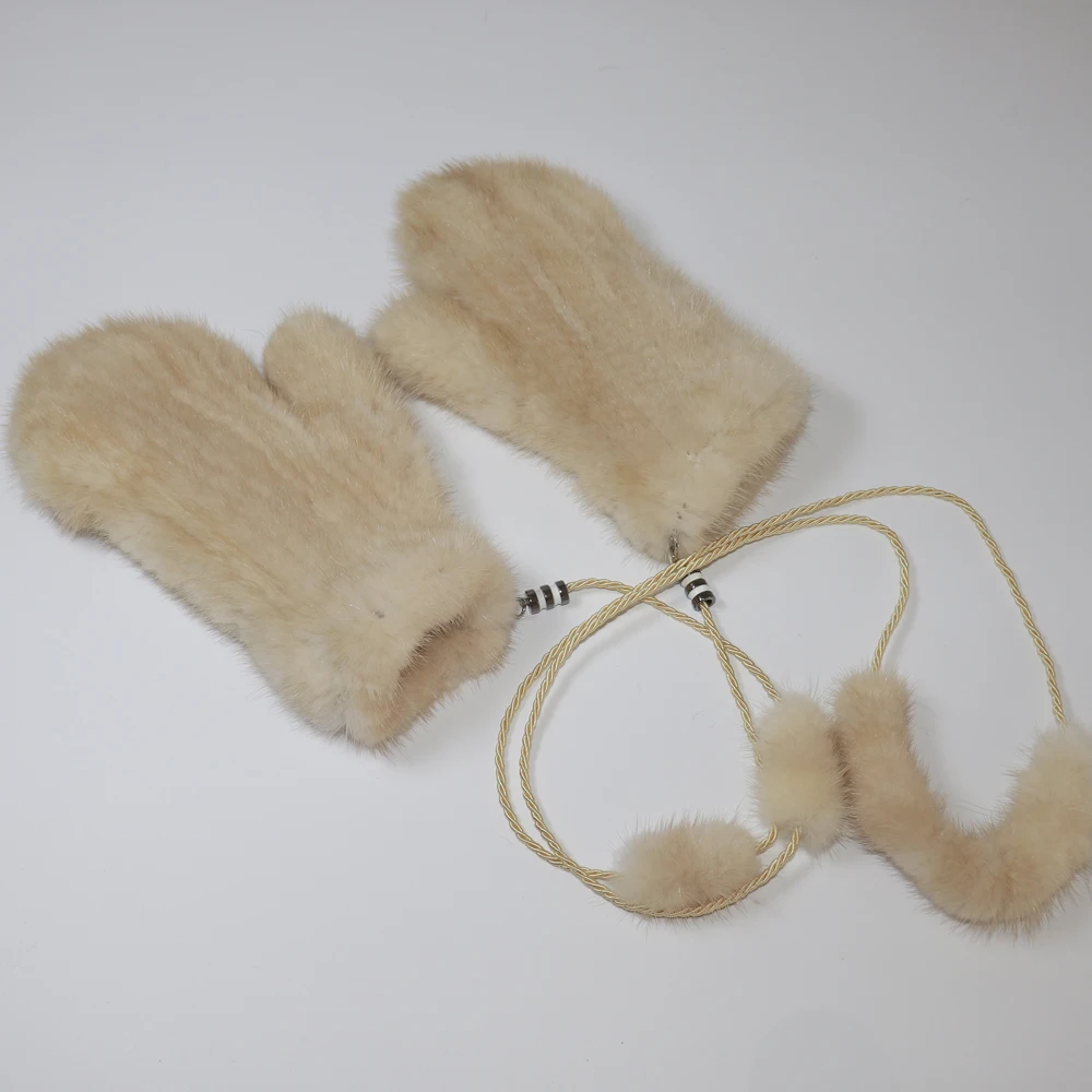 Winter Real Mink Fur Gloves Women Soft Warm 100%Natural Mink Fur Gloves Lady Good Elastic Genuine Fur Gloves Knitted Fur Glove
