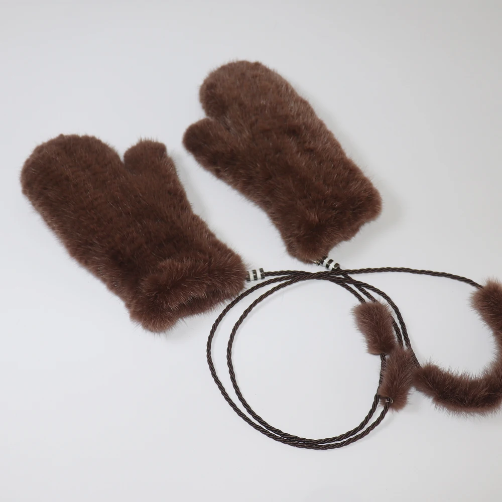 Winter Real Mink Fur Gloves Women Soft Warm 100%Natural Mink Fur Gloves Lady Good Elastic Genuine Fur Gloves Knitted Fur Glove