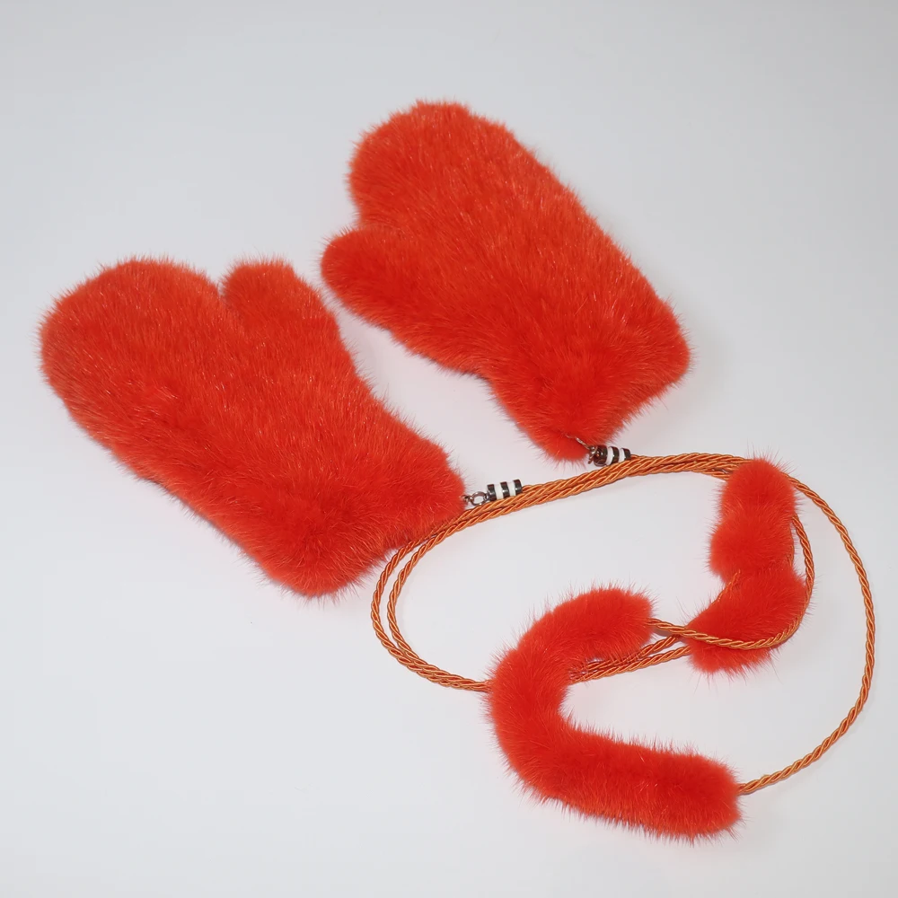 Winter Real Mink Fur Gloves Women Soft Warm 100%Natural Mink Fur Gloves Lady Good Elastic Genuine Fur Gloves Knitted Fur Glove