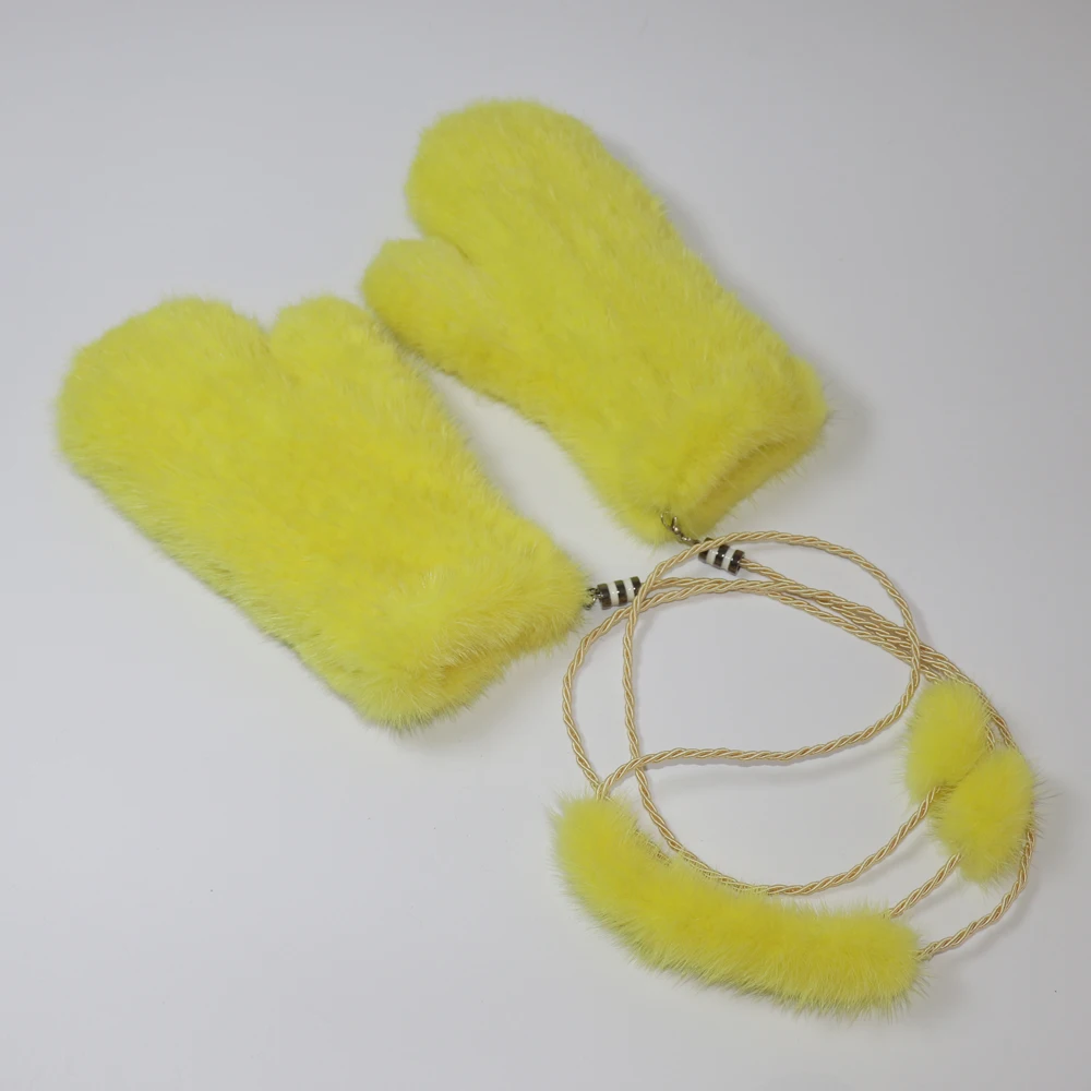 Winter Real Mink Fur Gloves Women Soft Warm 100%Natural Mink Fur Gloves Lady Good Elastic Genuine Fur Gloves Knitted Fur Glove