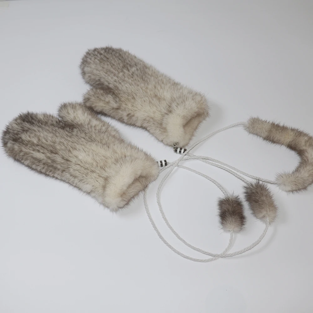 Winter Real Mink Fur Gloves Women Soft Warm 100%Natural Mink Fur Gloves Lady Good Elastic Genuine Fur Gloves Knitted Fur Glove
