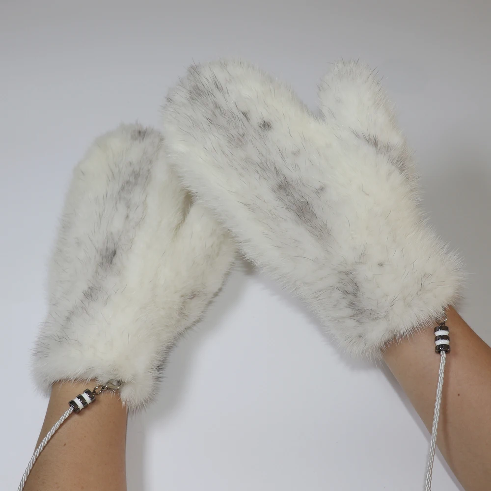 Winter Real Mink Fur Gloves Women Soft Warm 100%Natural Mink Fur Gloves Lady Good Elastic Genuine Fur Gloves Knitted Fur Glove