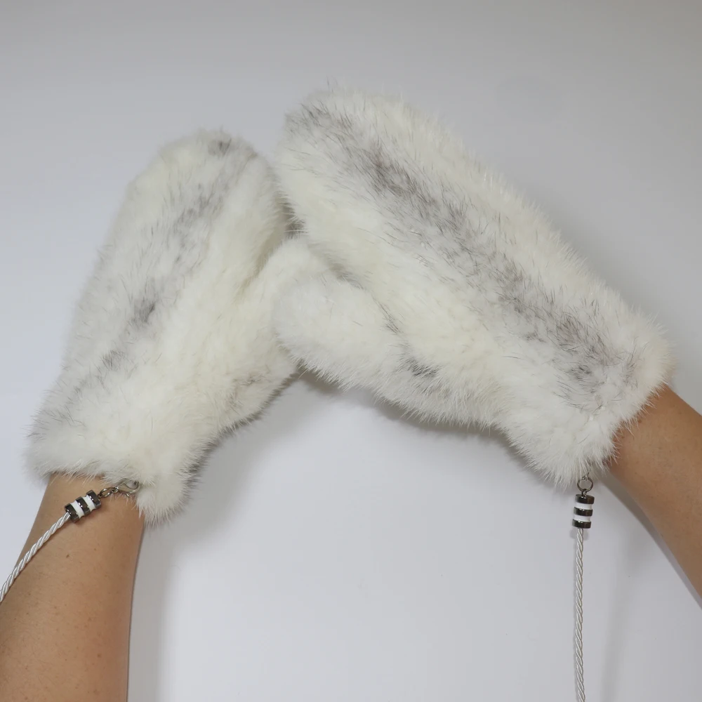 Winter Real Mink Fur Gloves Women Soft Warm 100%Natural Mink Fur Gloves Lady Good Elastic Genuine Fur Gloves Knitted Fur Glove