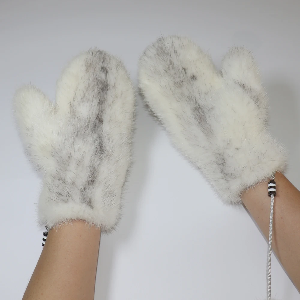 Winter Real Mink Fur Gloves Women Soft Warm 100%Natural Mink Fur Gloves Lady Good Elastic Genuine Fur Gloves Knitted Fur Glove