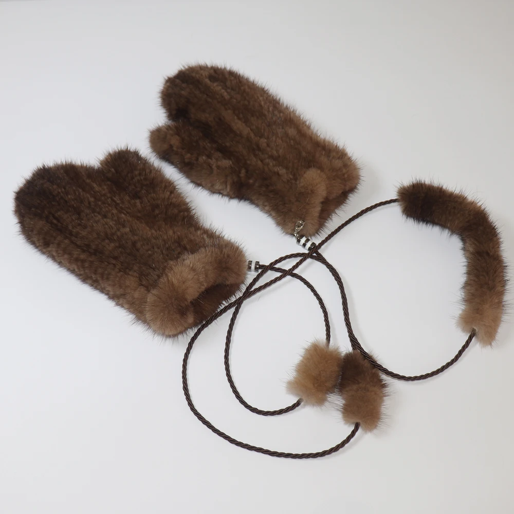 Winter Real Mink Fur Gloves Women Soft Warm 100%Natural Mink Fur Gloves Lady Good Elastic Genuine Fur Gloves Knitted Fur Glove