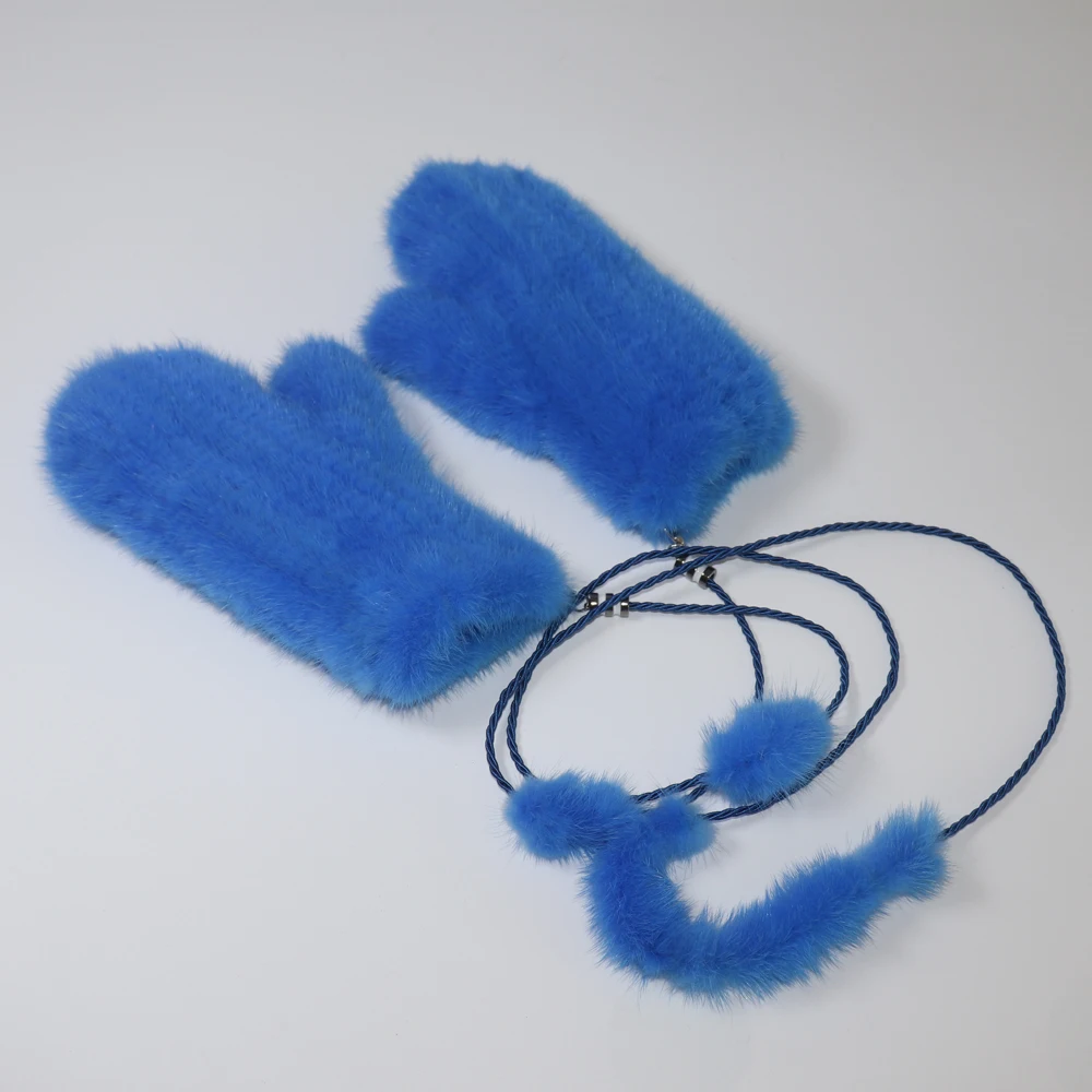 Winter Real Mink Fur Gloves Women Soft Warm 100%Natural Mink Fur Gloves Lady Good Elastic Genuine Fur Gloves Knitted Fur Glove