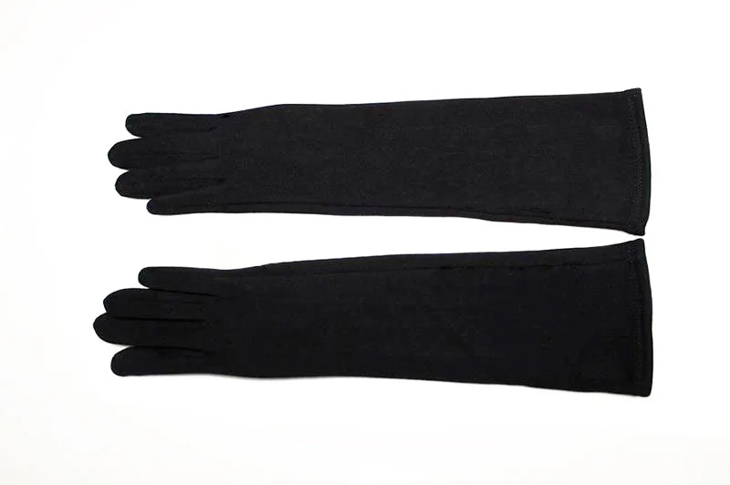 Long Gloves Women's Knitted Cotton Elastic Sun Protection Fashion Simple Brushed Lining Autumn and Winter Warm Sleeves