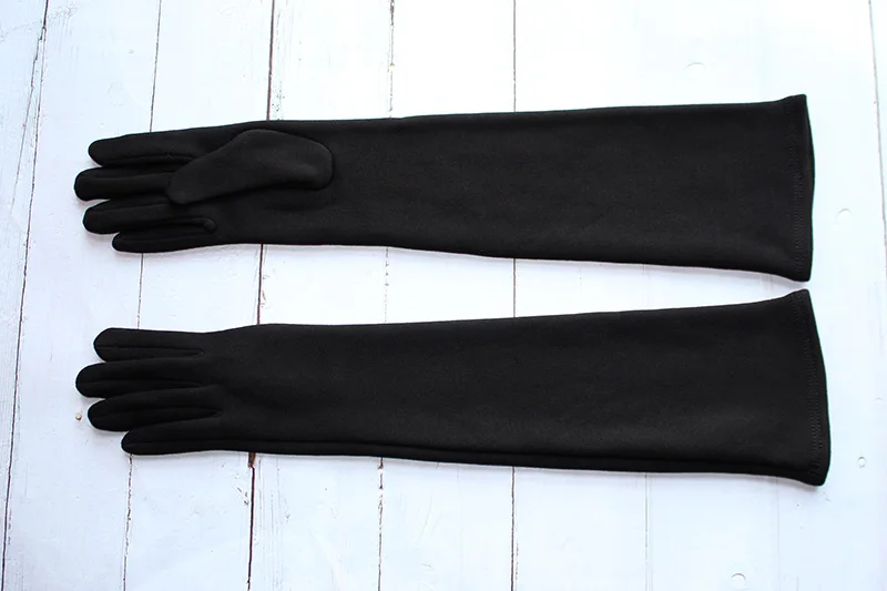 Long Gloves Women's Knitted Cotton Elastic Sun Protection Fashion Simple Brushed Lining Autumn and Winter Warm Sleeves