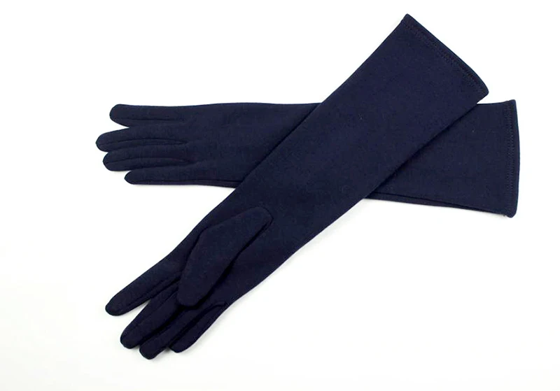 Long Gloves Women's Knitted Cotton Elastic Sun Protection Fashion Simple Brushed Lining Autumn and Winter Warm Sleeves