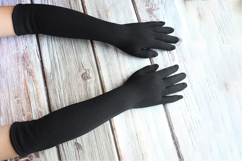 Long Gloves Women's Knitted Cotton Elastic Sun Protection Fashion Simple Brushed Lining Autumn and Winter Warm Sleeves