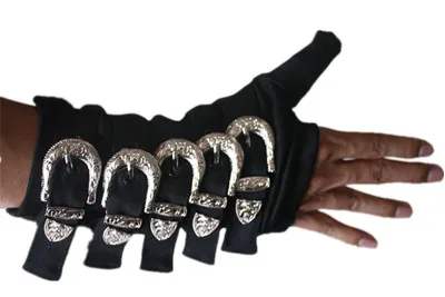 Retro Michael Jackson bandage Black Metal Black Buckle Alloy Fashion Punk Club Gloves