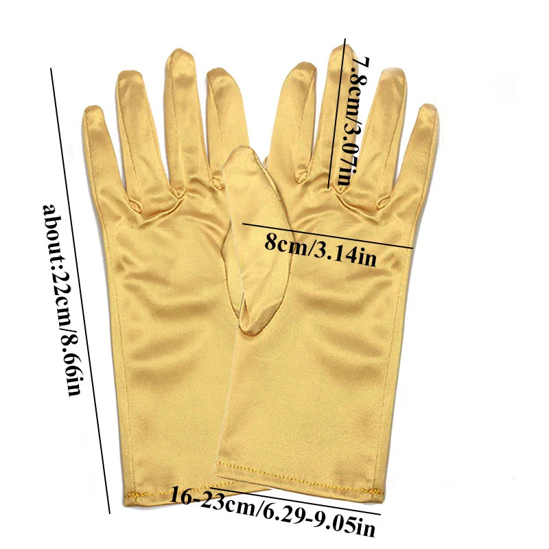 Satin Short Gloves for Women Elegant Temperament Princess Wedding Bridal Multicolor Gloves Stage Performance Dinner Accessories