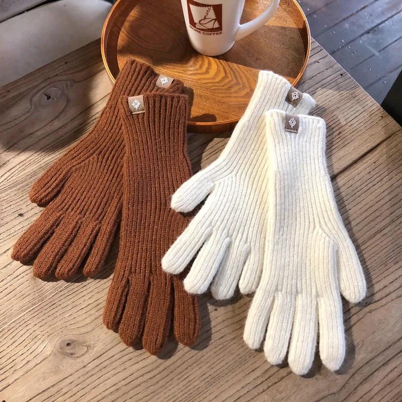27CM Women Solid Simple Long Knitted Gloves Keep Warm Fingertip Touch Screen Long Style Windproof Outdoor Cycling