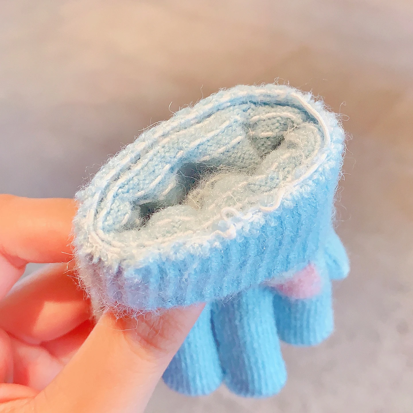 New Winter 3D Cartoon Rabbit Gloves For Girls Boys Soft Knitted Elastic Cuff Warm Windproof Toddler Gloves Children Accessories